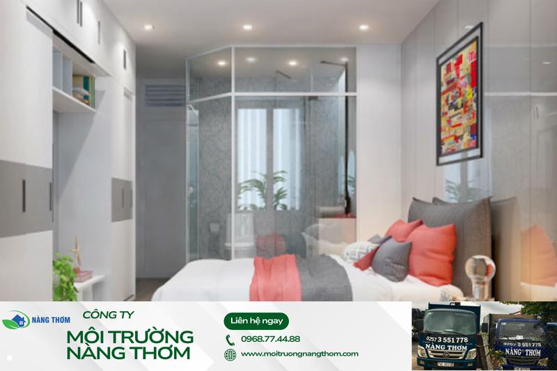 giường ngủ kê sát nhà vệ sinh